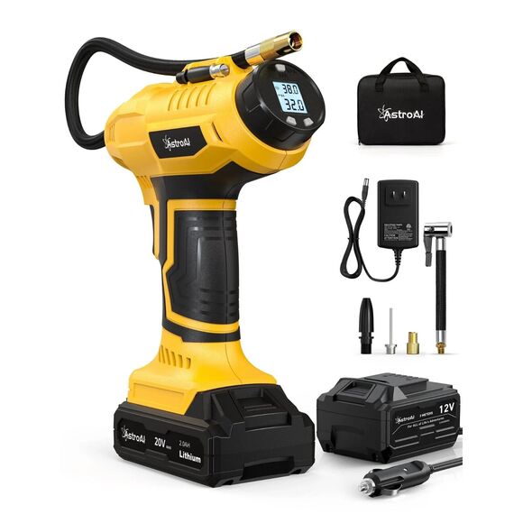 Cordless Tire Inflator Air Compressor 20V Rechargeable Battery Powered 160PSI - Picture 1 of 12